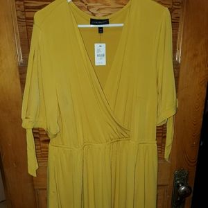 New with tags! Yellow, faux-wrap dress